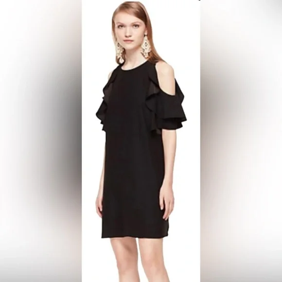 Kate Spade Cold Shoulder Crepe Dress - Black S